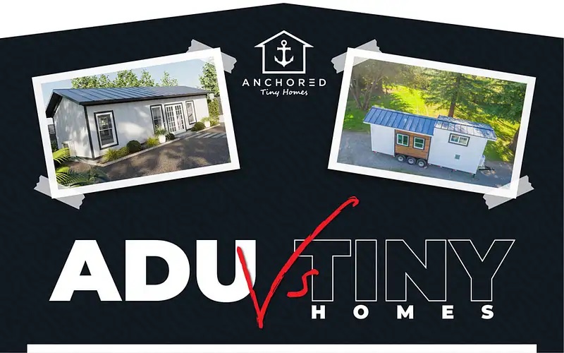 The difference between an ADU and Tiny Home on Wheels is explained by Anchored Tiny Homes in San Jose